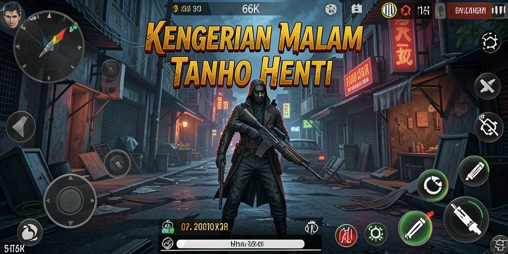Screenshot utama 66K menampilkan suasana gelap yang mencekam.