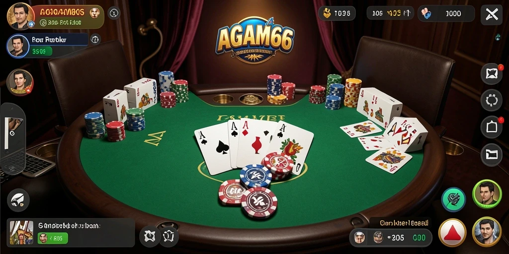 Screenshot gameplay AGAM66 menampilkan aksi Poker yang seru.