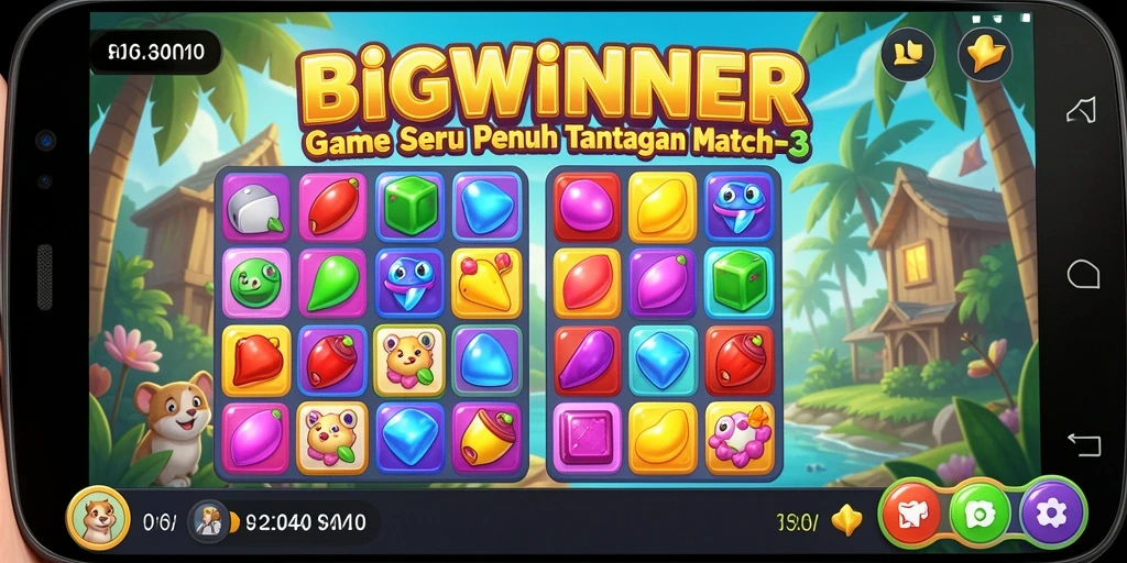 Tampilan gameplay seru dari BIGWINNER dengan banyak level Match-3.