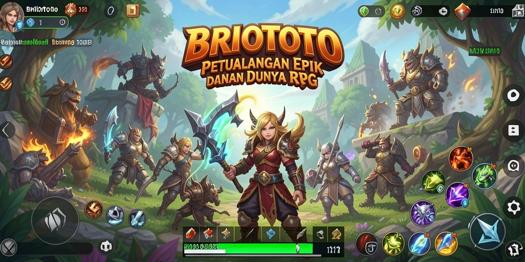Tangkapan layar RPG BRIOTOTO yang menunjukkan pertarungan seru.