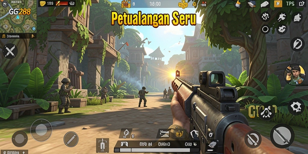 Screenshot menunjukkan aksi mendebarkan dalam game TPS.
