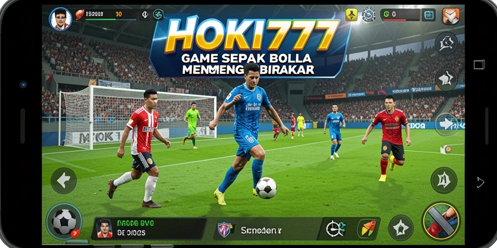 Tampilan gameplay HOKI777 yang mendebarkan dalam aksi sepak bola.