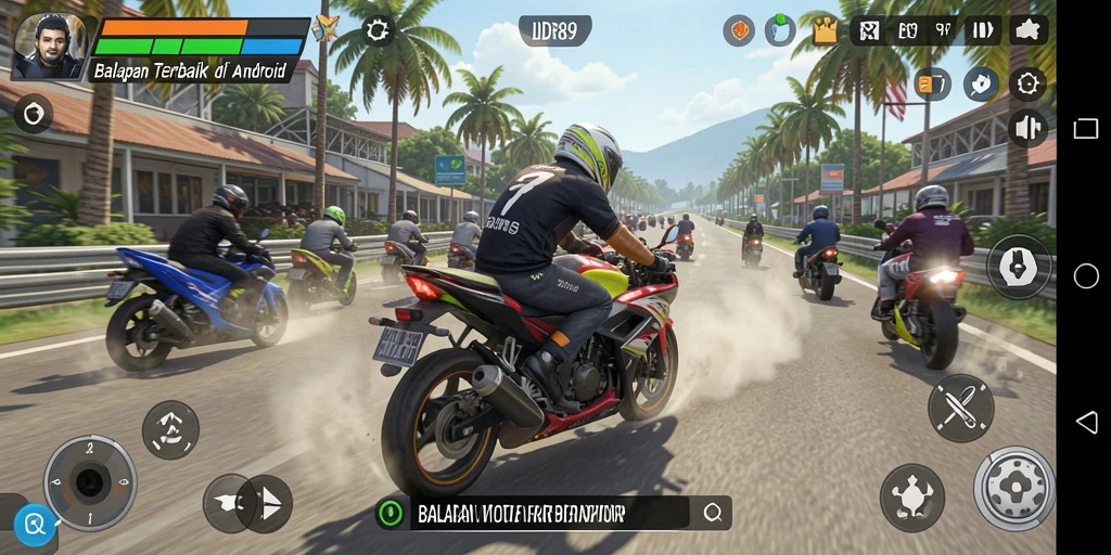 Tampilan utama gameplay IDR89 yang menampilkan balapan motor seru.