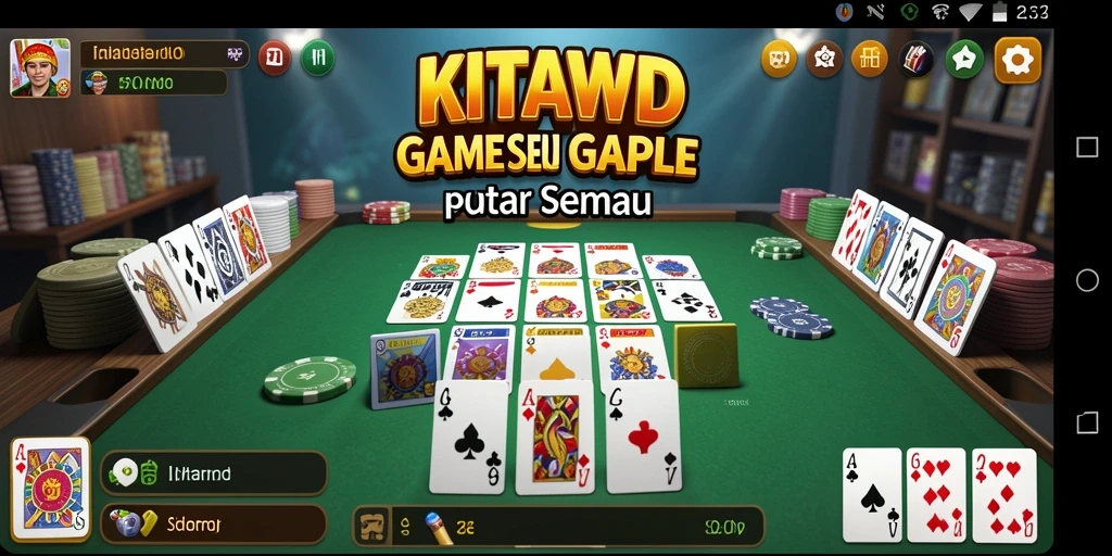 Screenshot KITAWD menampilkan gameplay Gaple yang menarik dan seru.