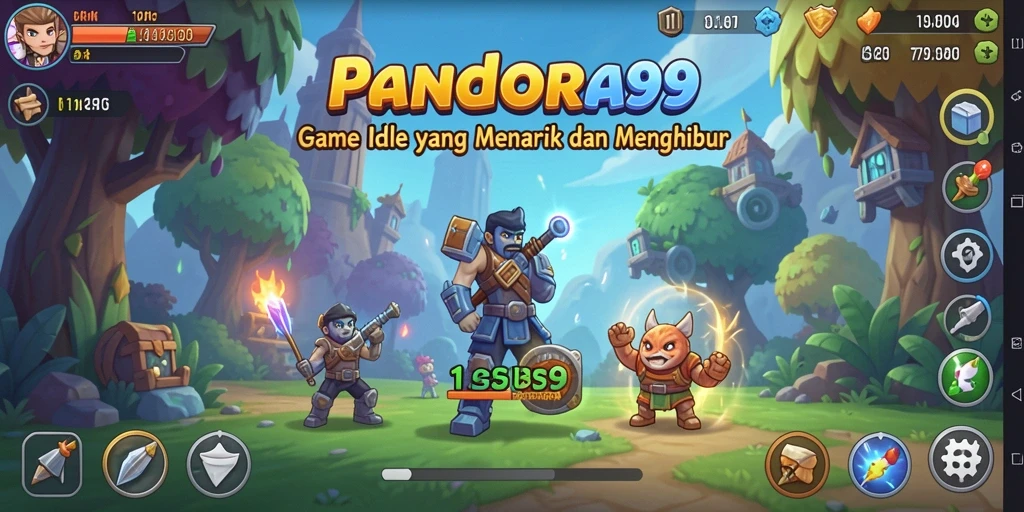 Screenshot gameplay PANDORA99 yang menunjukkan karakter dan elemen Idle.