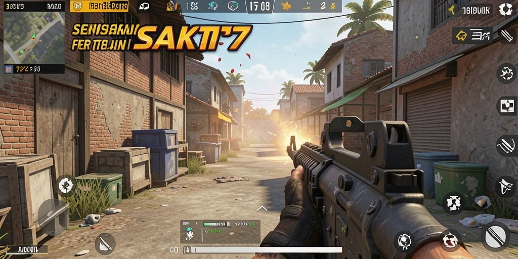 Tampilan screenshot SAKTI77 menampilkan aksi gameplay FPS yang mendebarkan.