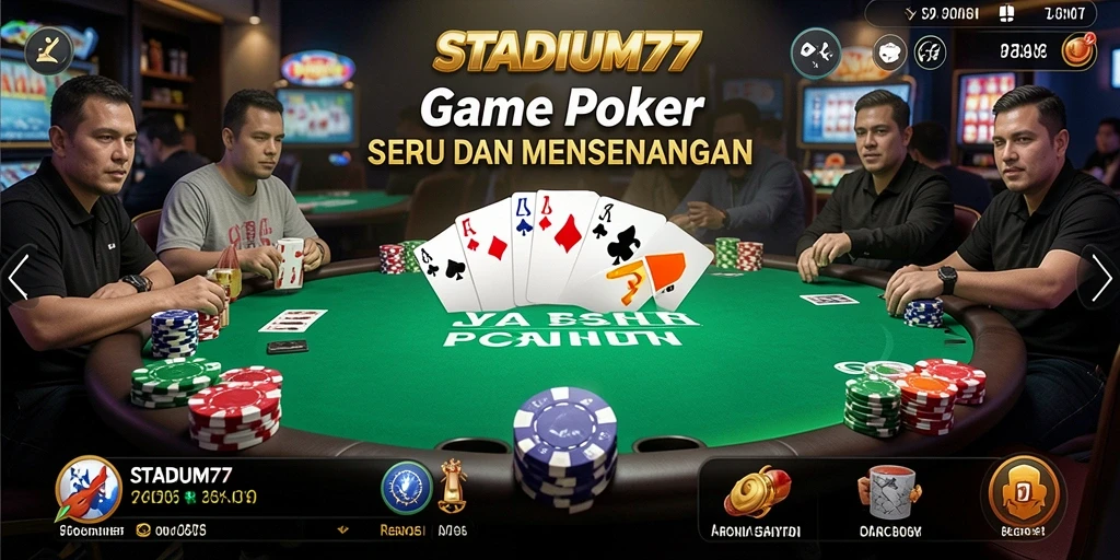 Tampilan gameplay poker yang seru dan menantang di STADIUM77.