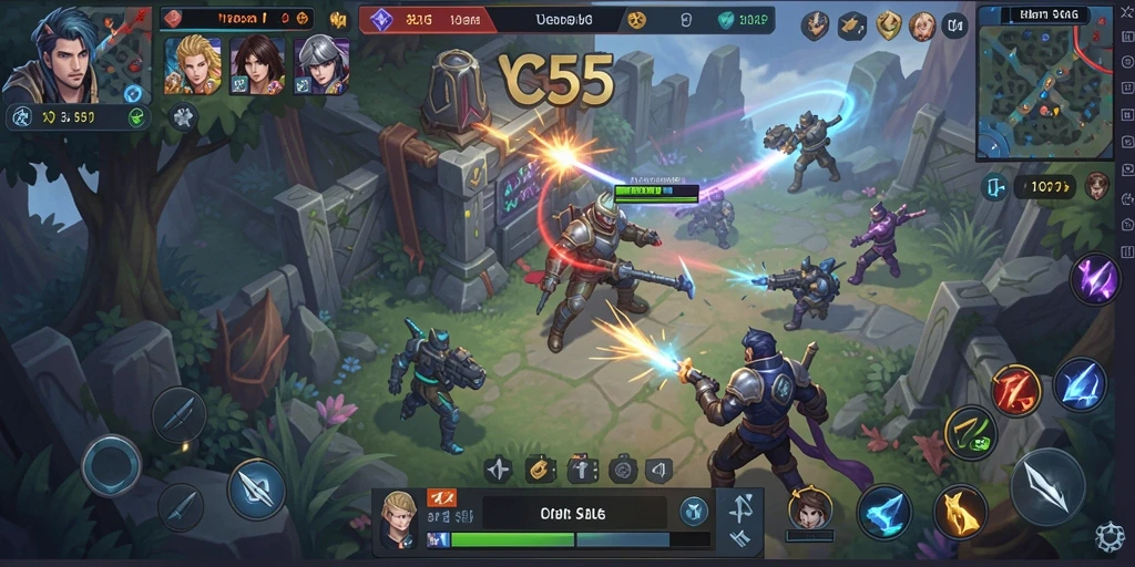 Tangkapan layar gameplay VC55 yang menunjukkan aksi strategis yang mendebarkan.