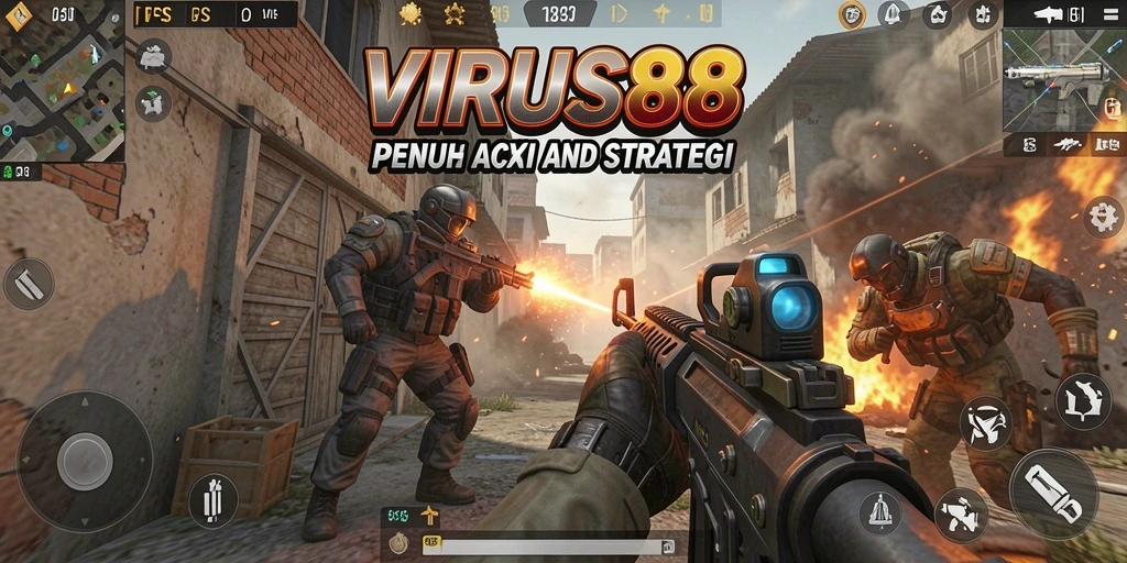 Gameplay seru dengan aksi tembak-menembak yang intens di VIRUS88.